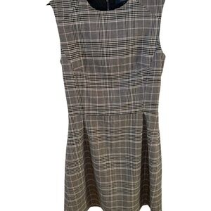 French Connection Gray Plaid Cap-Sleeve Dress